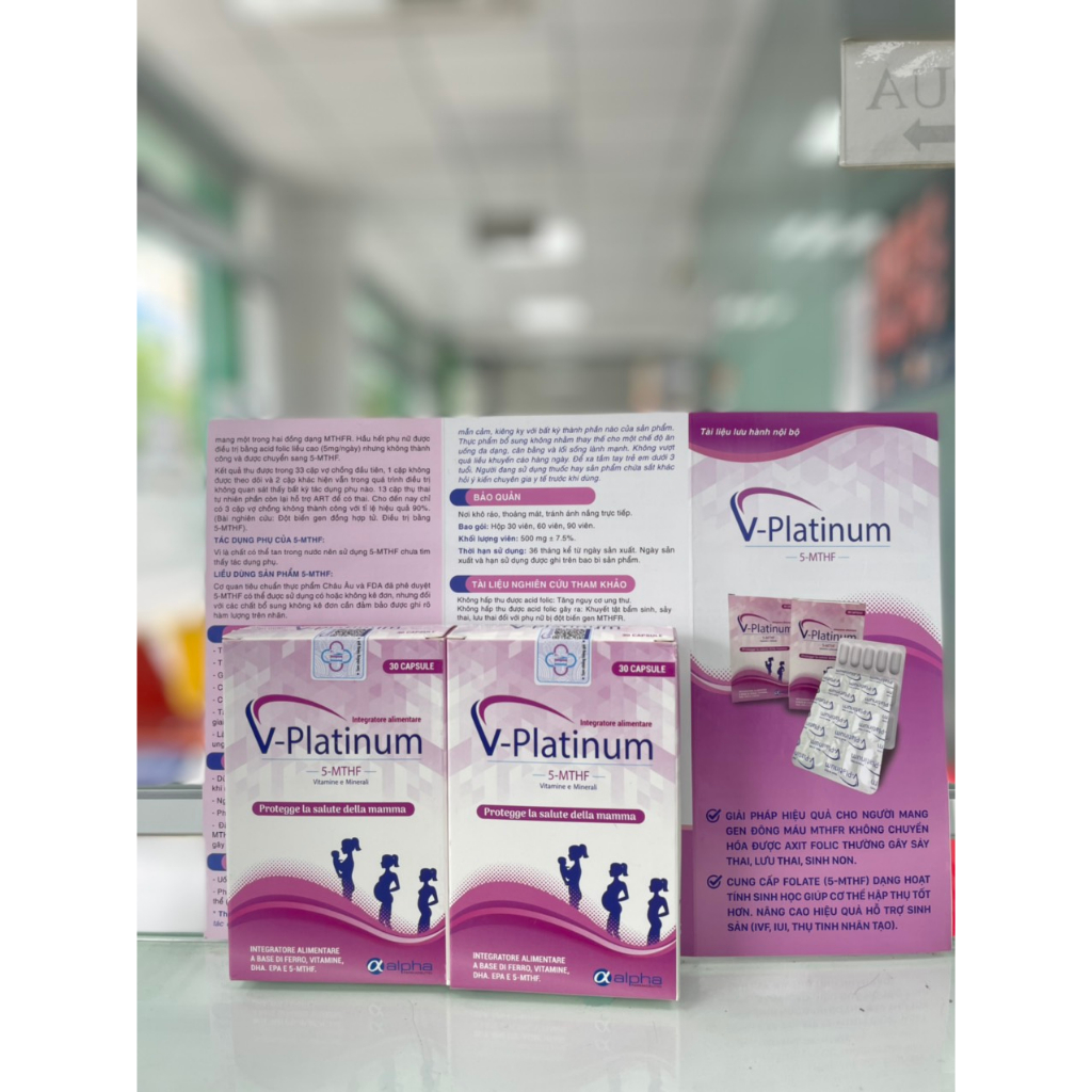 V-PLATINUM 5-MTHF VIÊN UỐNG BỔ SUNG SẮT, TĂNG KHẢ NĂNG THỤ THAI.