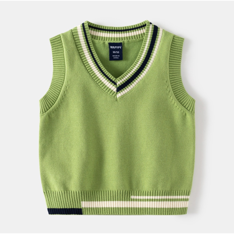 Áo gile len bé trai WAPYPY áo gile vặn thừng cho bé