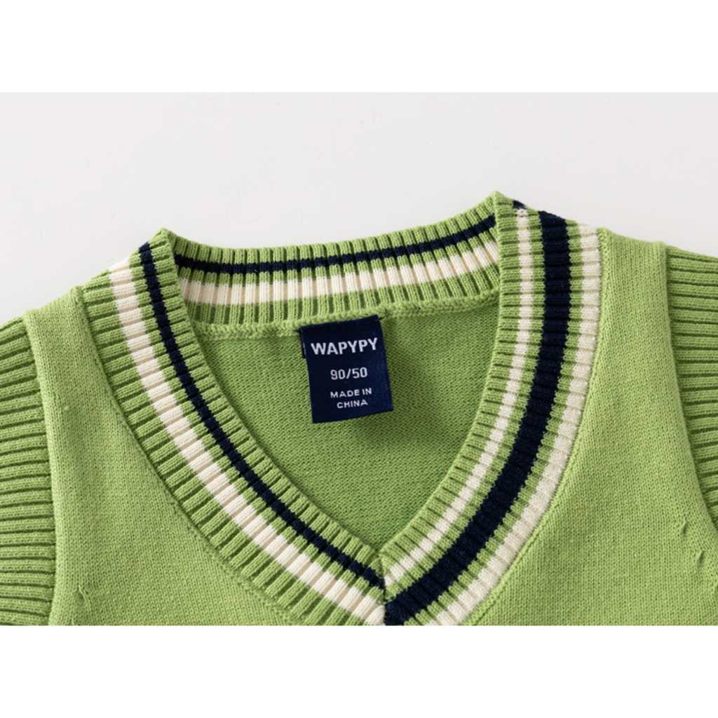 Áo gile len bé trai WAPYPY áo gile vặn thừng cho bé