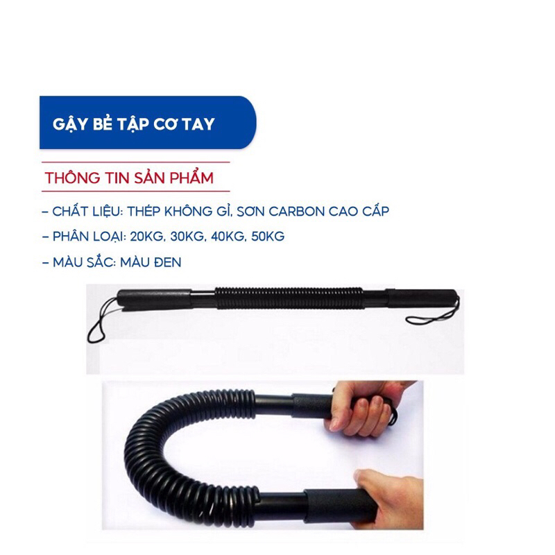 Gậy bẻ tập cơ tay ngực vai thanh lò xo cao cấp lực bẻ 20kg 30kg 40kg 50kg đàn hồi tốt phù hợp luyện tập thể thao tại nhà