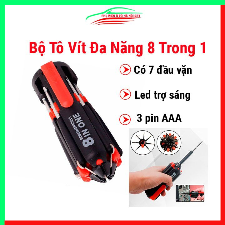 Bộ tô vít đa năng 8 trong 1 kèm đèn chiếu sáng