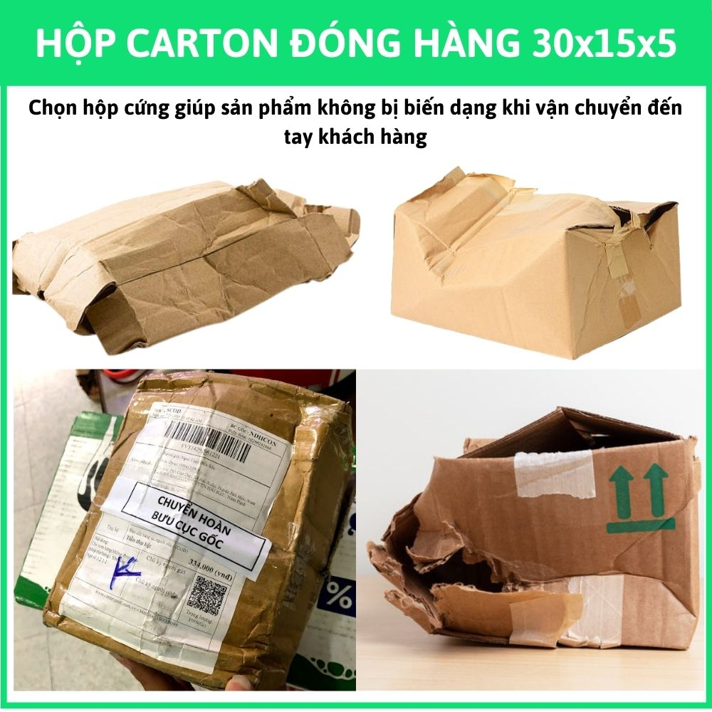 100 hộp carton nấp gài size 30x15x5
