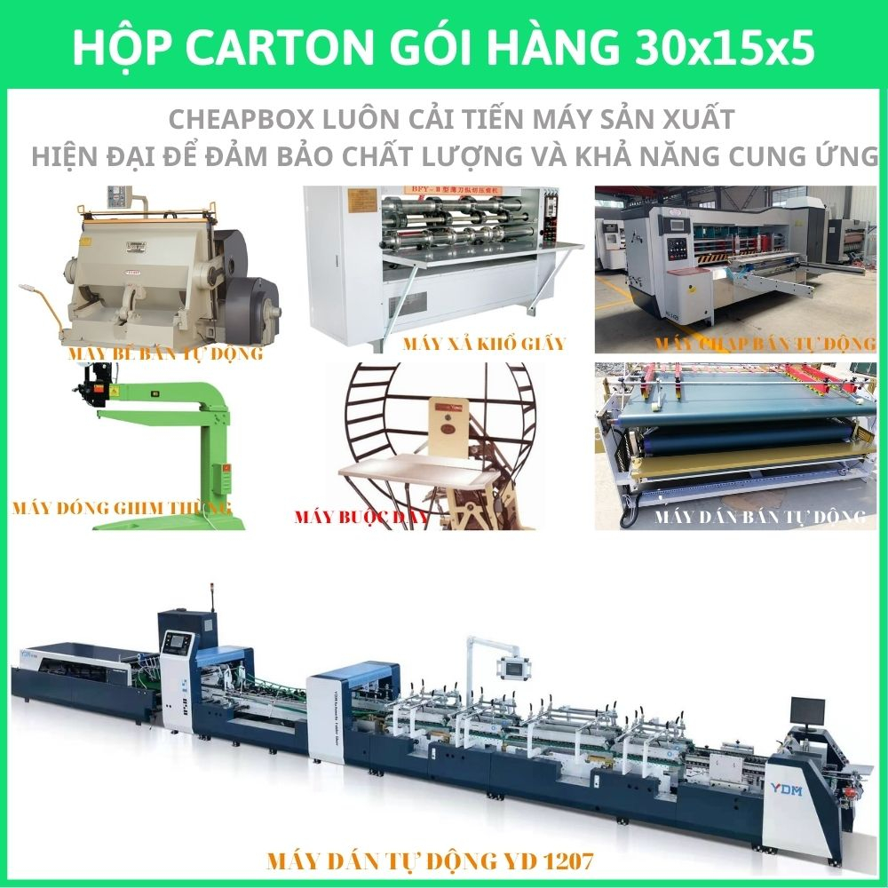 100 hộp carton nấp gài size 30x15x5