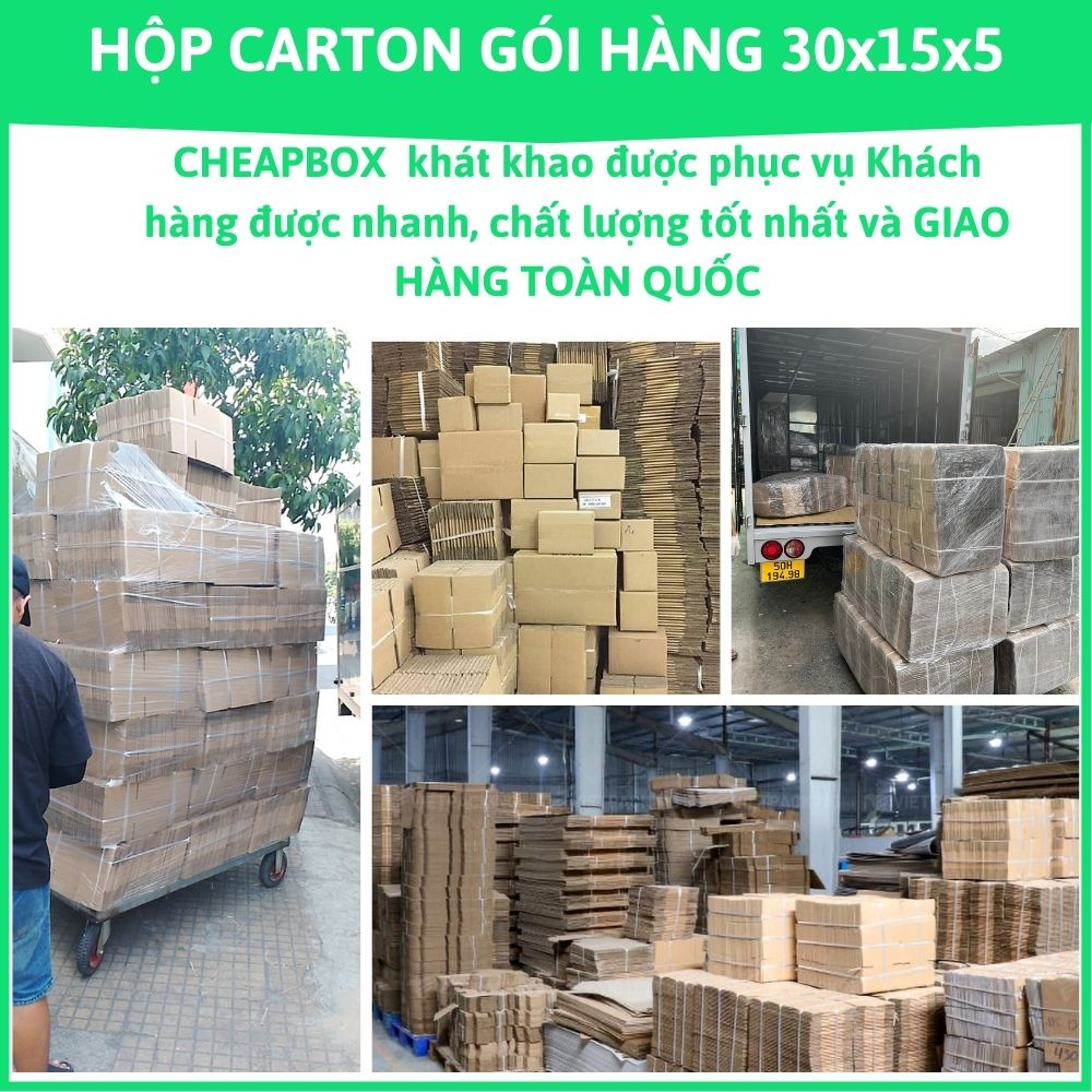 100 hộp carton nấp gài size 30x15x5