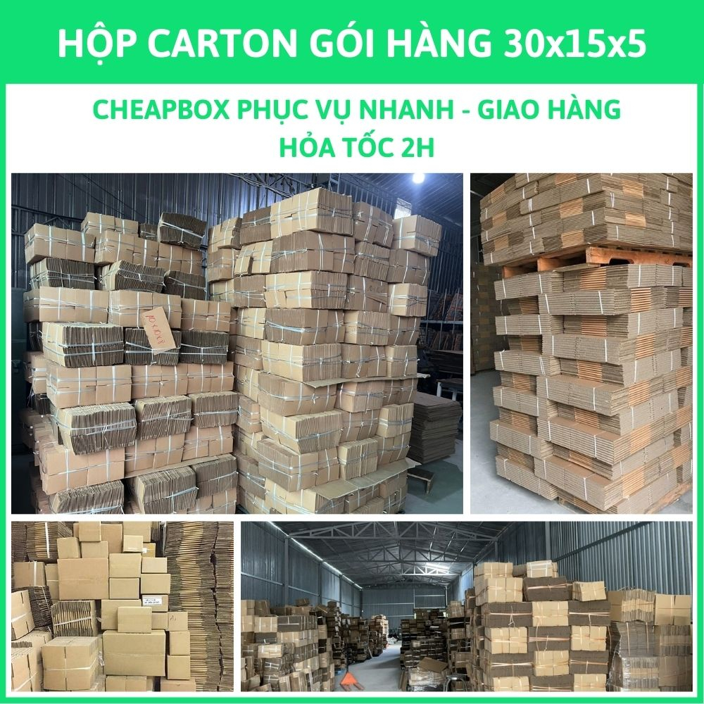 100 hộp carton nấp gài size 30x15x5