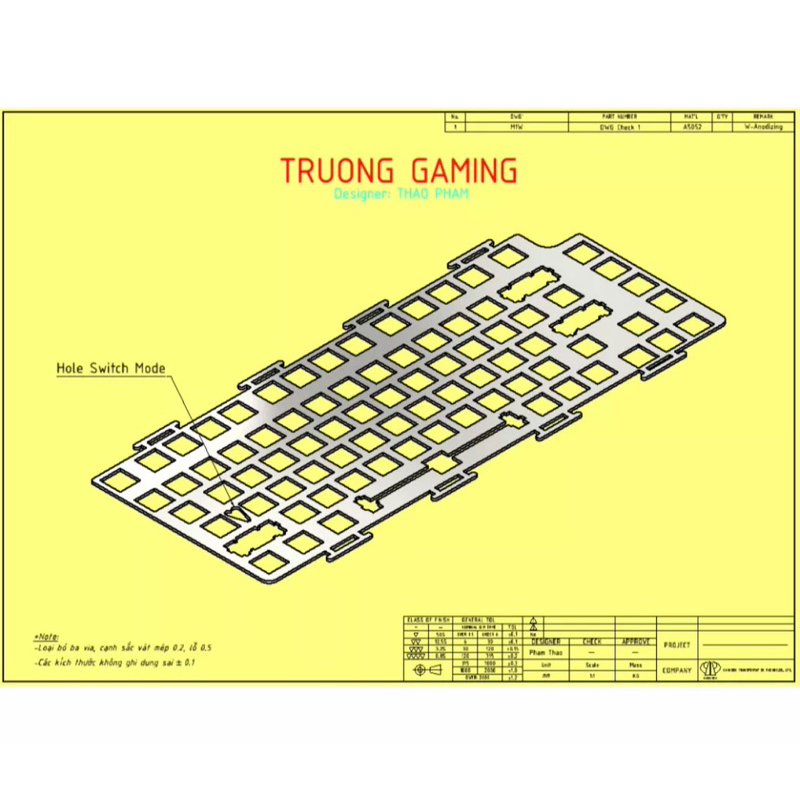 Plate nhôm cho bàn phím cơ M1W
