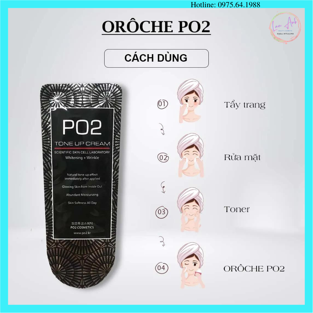 Sample Kem Nâng Tông Dưỡng Trắng Da PO2 Tone Up Cream 3g