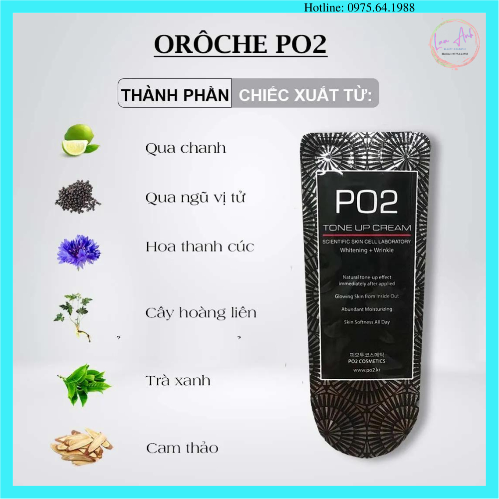 Sample Kem Nâng Tông Dưỡng Trắng Da PO2 Tone Up Cream 3g