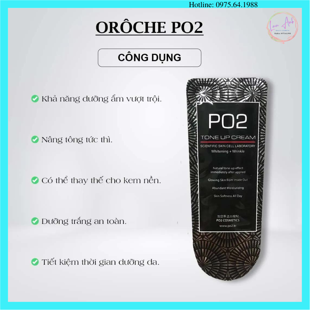 Sample Kem Nâng Tông Dưỡng Trắng Da PO2 Tone Up Cream 3g