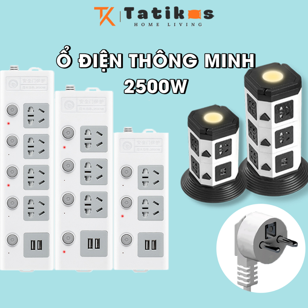 Ổ Cắm Điện Thông Minh Automatik Đa Năng Chống Giật, Treo Tường, cổng USB, Chống Cháy An Toàn, Tiết Kiệm
