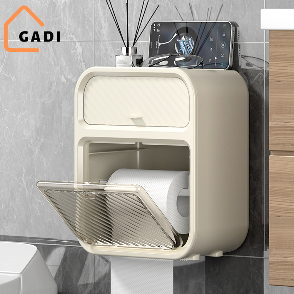 Hộp đựng giấy vệ sinh treo tường 2 trong 1, hộp đựng giấy đa năng treo tường chất liệu ABS + PP cao cấp chống nước