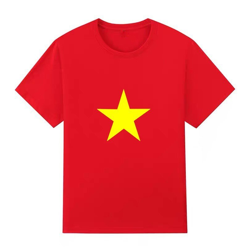 Áo cờ đỏ sao vàng Việt Nam cao cấp TANOSA chất cotton 100% mềm mỏng co giãn 4 chiều thấm hút mồ hôi