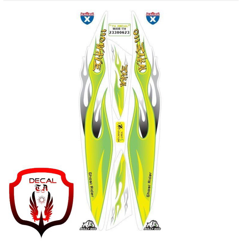 Tem xe WAVE 110 mẫu tem lửa siêu mới dán xe trắng tem chống nước