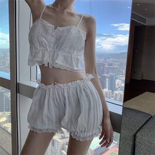 Bộ ngủ 2 dây màu trắng sexy thô đũi - đồ bộ mặc nhà gợi cảm B1