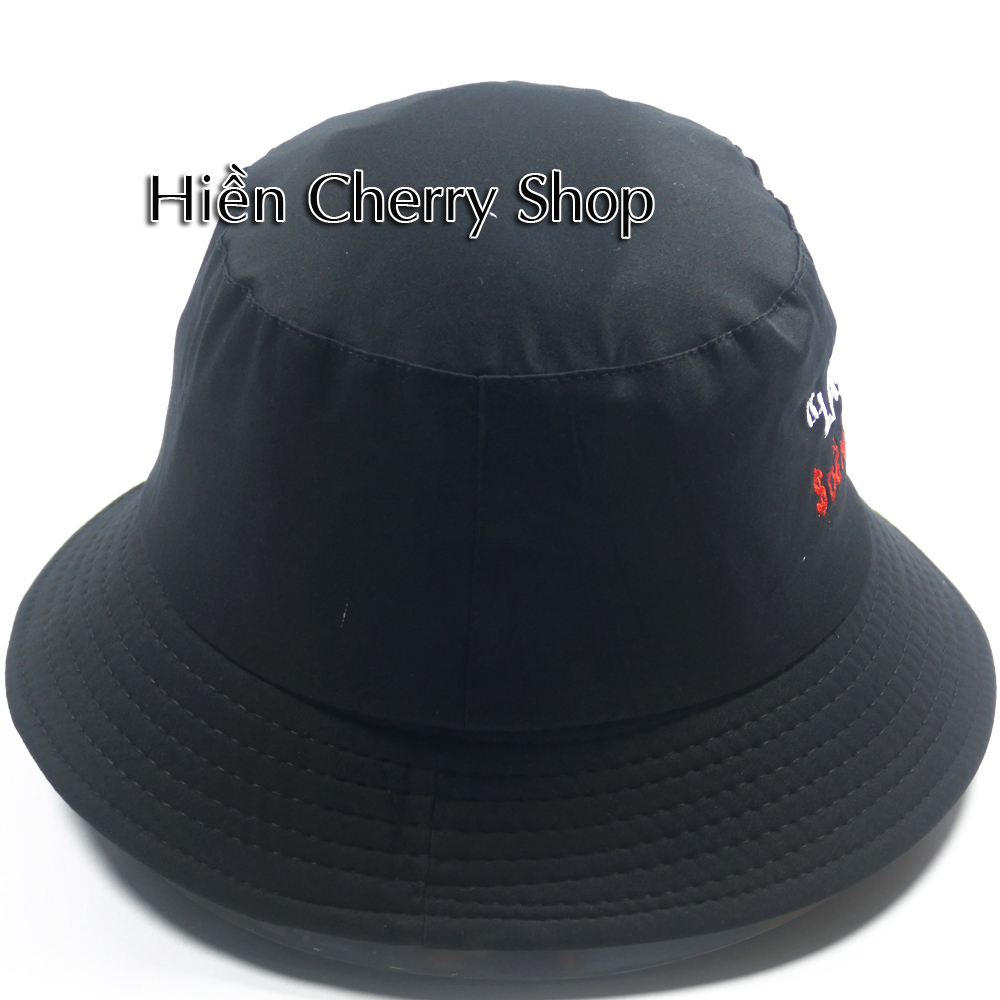 Nón tai bèo, nón bucket vành nhỏ Làm gì để nhiều tiền - Chất liệu vải Cotton thoáng mát.