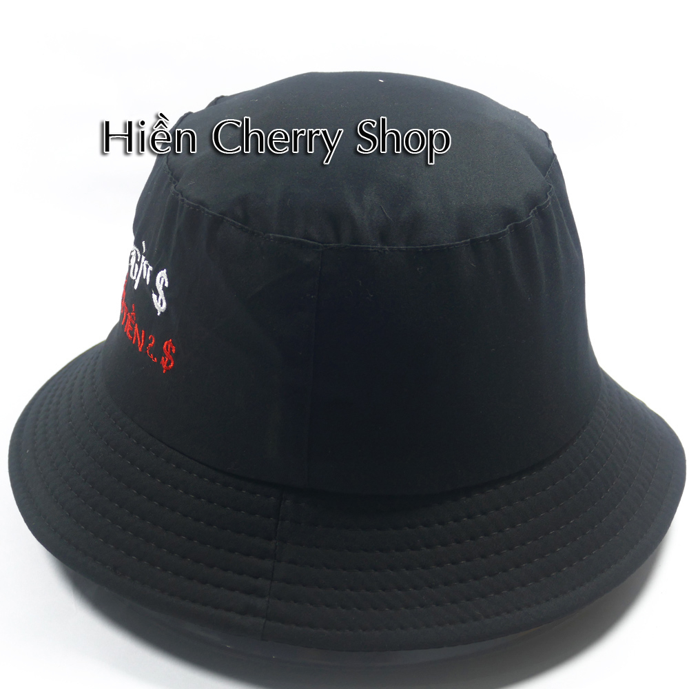 Nón tai bèo, nón bucket vành nhỏ Làm gì để nhiều tiền - Chất liệu vải Cotton thoáng mát.