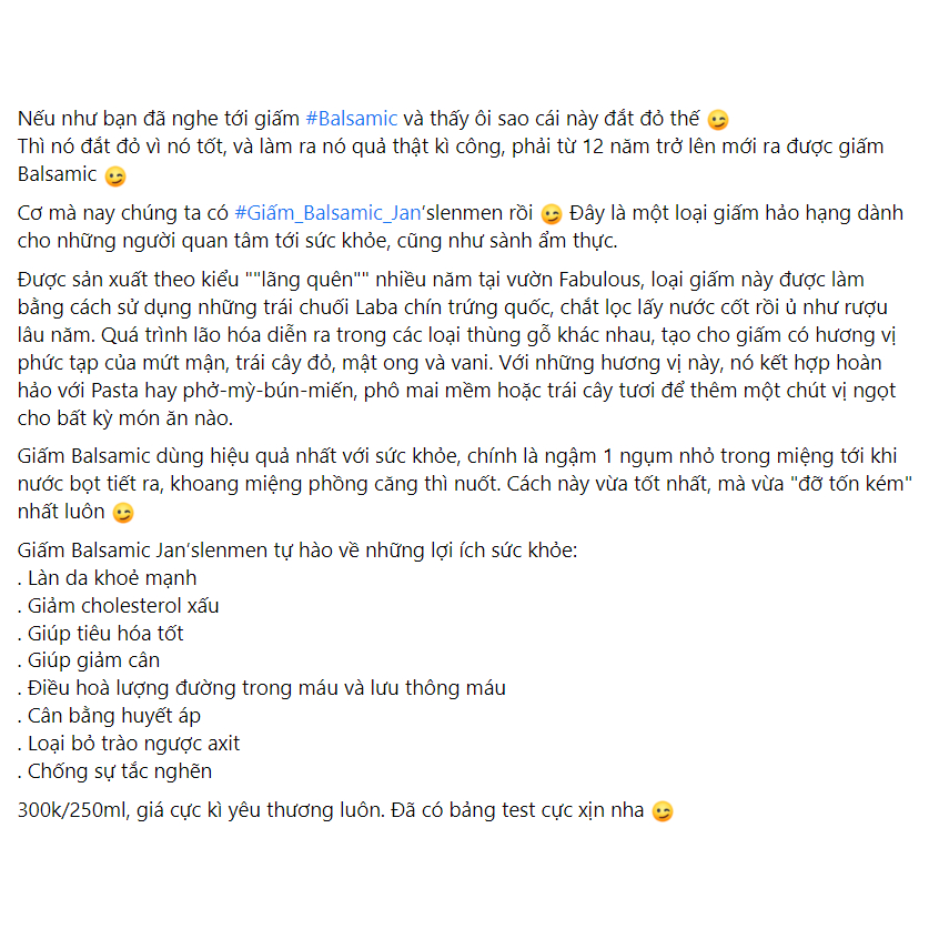 GIẤM BALSAMIC 250ML