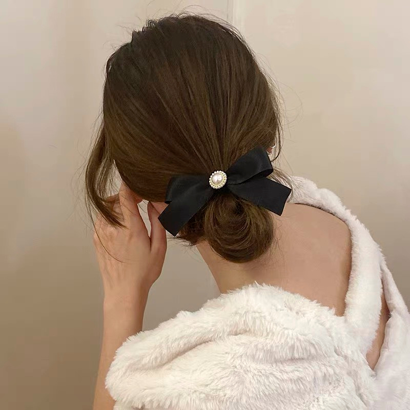 Nơ kẹp tóc ruy băng đính charm cute dễ thương MN45