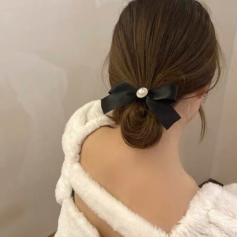 Nơ kẹp tóc ruy băng đính charm cute dễ thương MN45