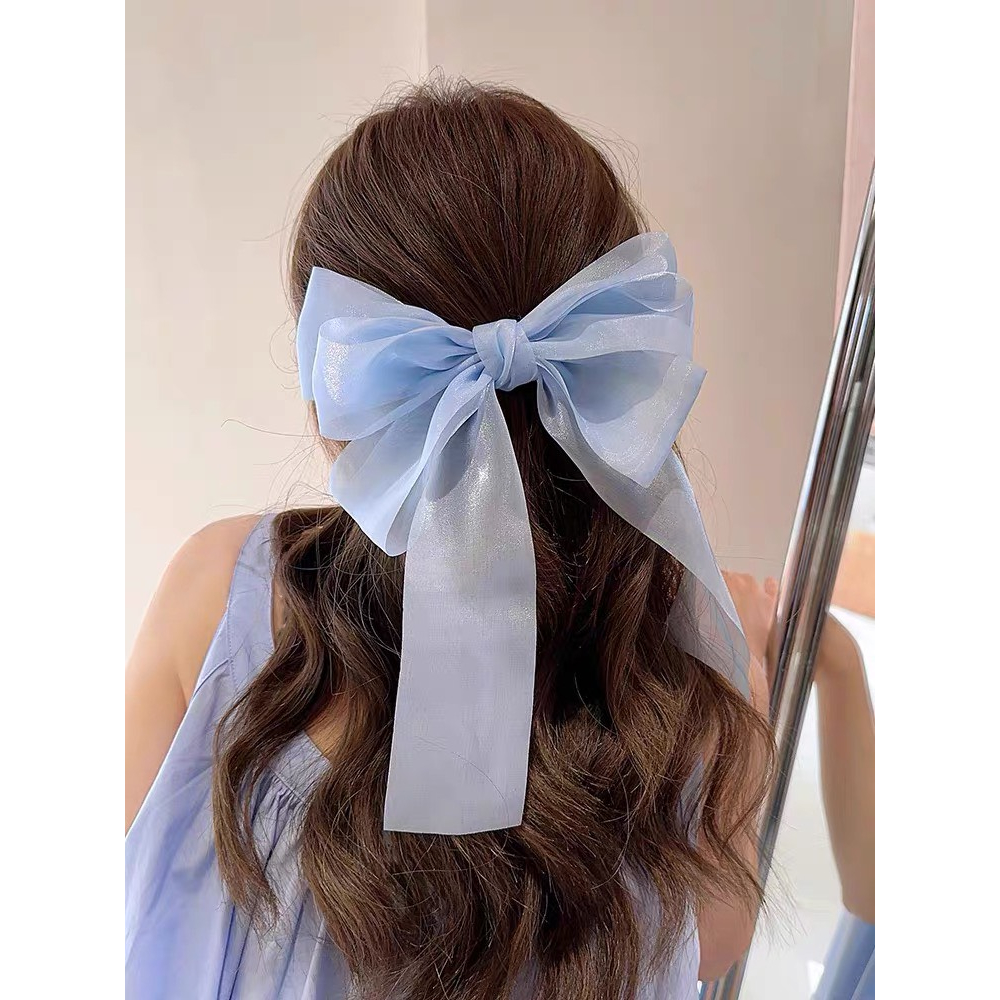 Nơ kẹp tóc ruy băng vải voan tua dài công chúa dễ thương MN589