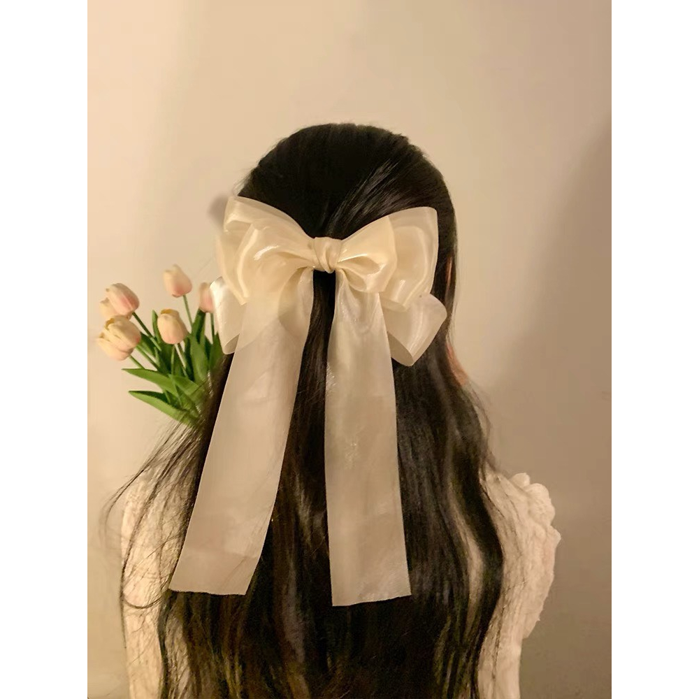 Nơ kẹp tóc ruy băng vải voan tua dài công chúa dễ thương MN589