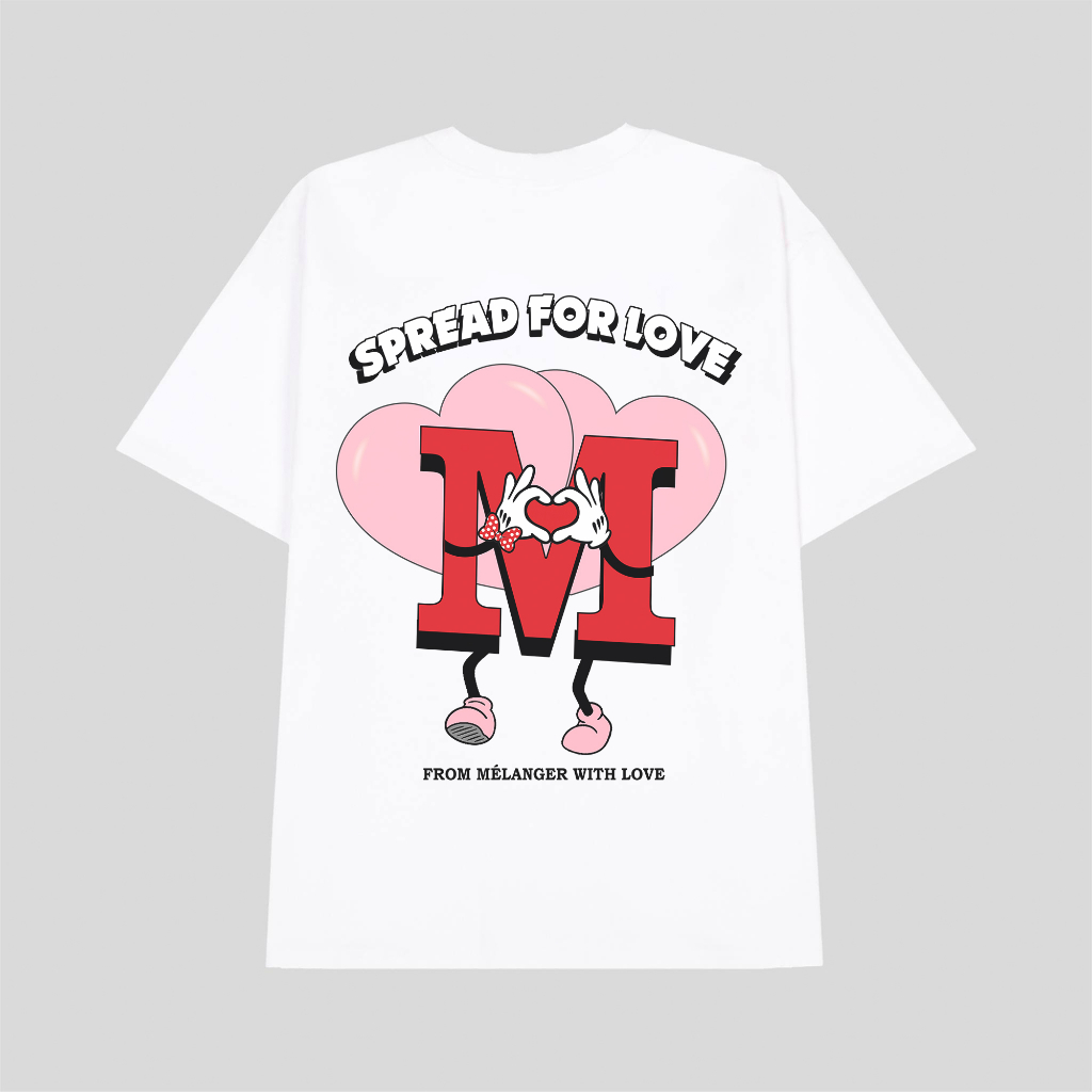 Áo thun tay lỡ Nam,Nữ Mélanger With Luv oversize cotton, cổ bo tròn 240gsm thoáng mát