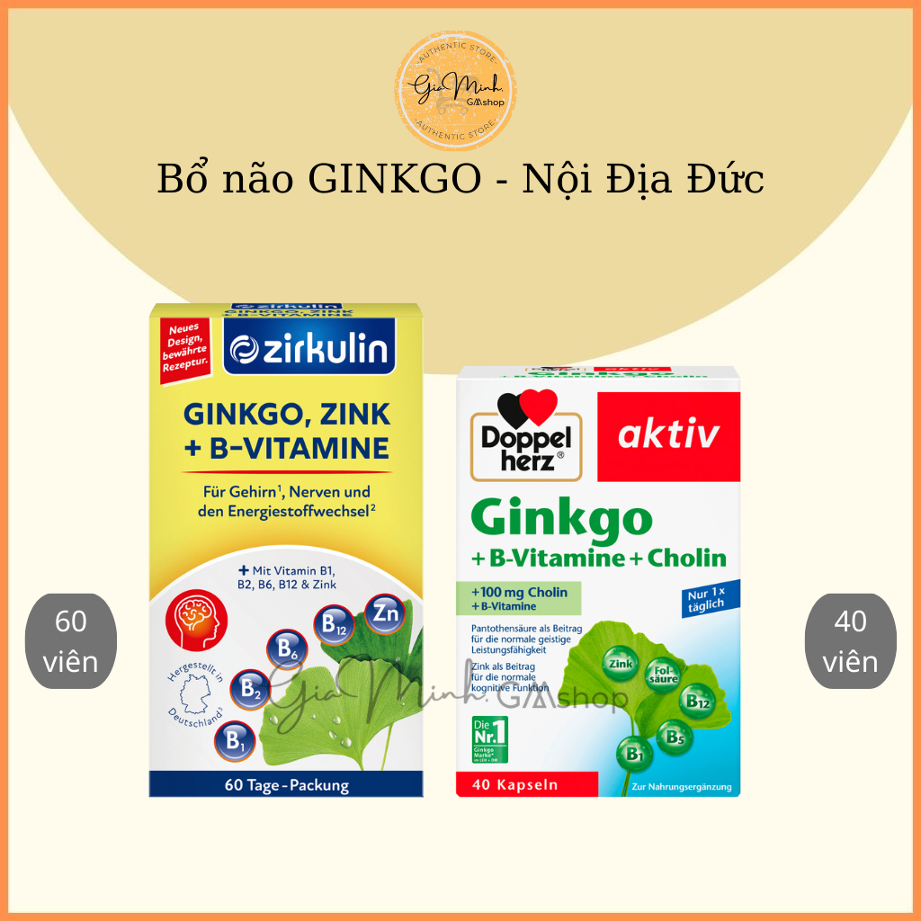 Viên Uống Bổ Não Ginkgo Doppel Herz, Zirkulin+B-Vitamine+Choline+Zink - Nội Địa Đức