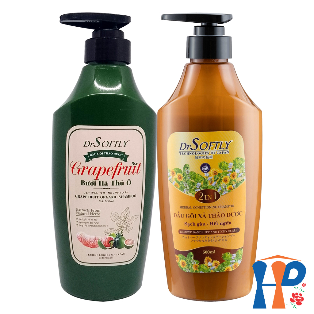 Dầu gội xả Thảo Dược DrSoftly Herbal Conditioning 2 in 1, Grapefruit Organic Shampoo 500ml Hani Peni