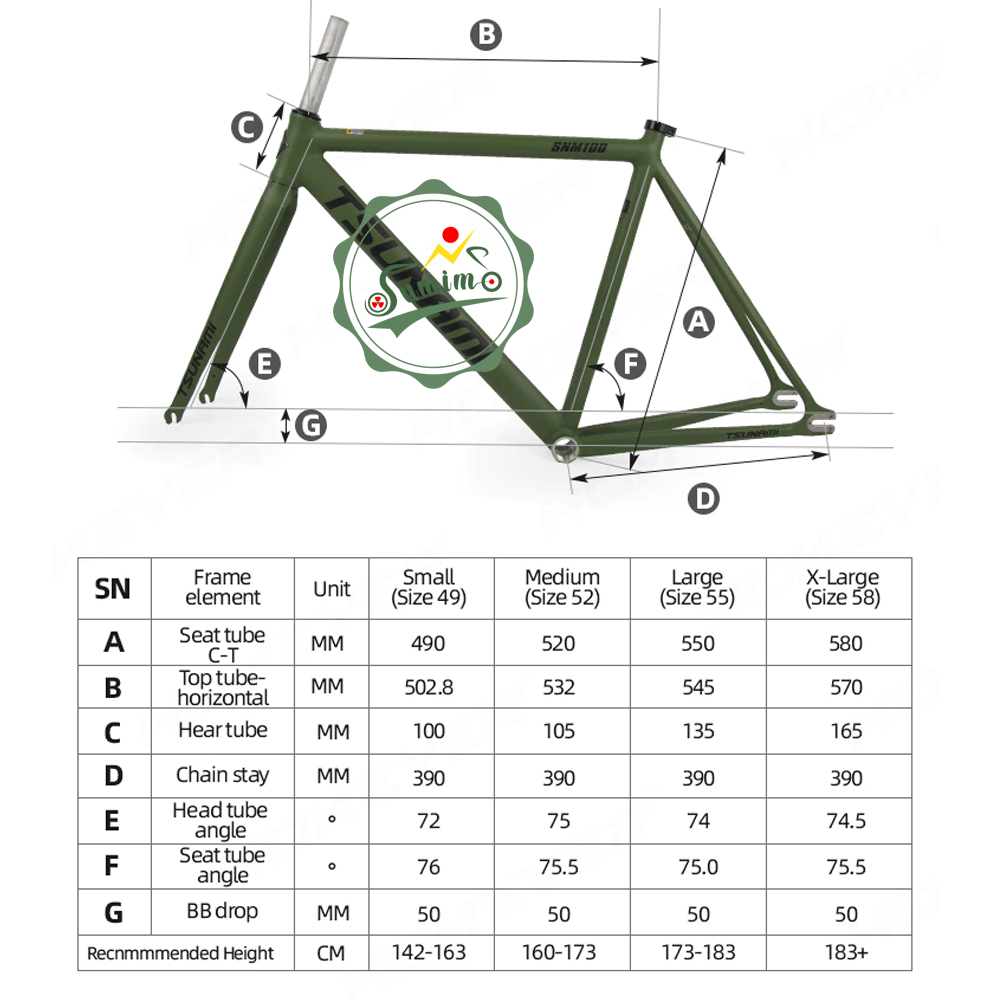 Sườn fixed gear TSUNAMI SNM100 kèm phuộc