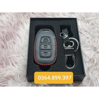Bao da 2 lớp bọc chìa khóa oto hyundai Accent, Santafe, Kona 2018,2019,2020  loại 3 nút