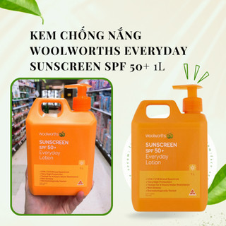 Kem chống nắng Woolworths Everyday Sunscreen SPF 50+ Đủ Size Không Gây Nhờn Rít Dùng Được Cho Mặt Và Body
