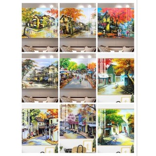 Combo 10 tranh canvas hà nội in theo yêu cầu 50x70cm tràn viền