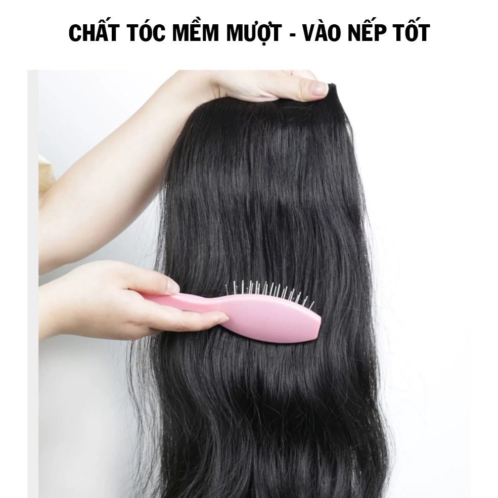 Tóc Giả Kẹp Phím, Tóc Kẹp Dải Xoăn Sóng Nước 60cm
