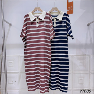 Váy polo kẻ ngang thỏ ngực (7680)