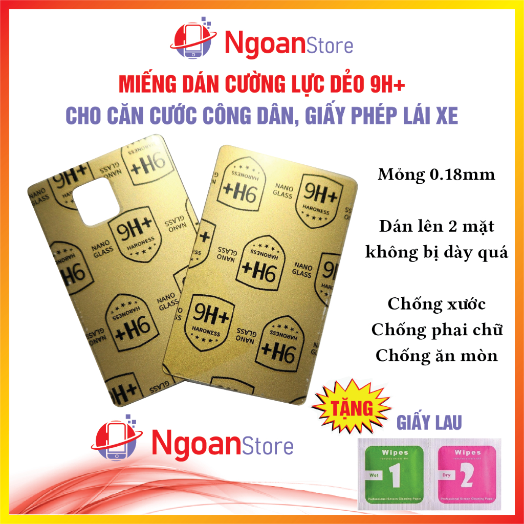Miếng dán cường lực Căn cước công dân CCCD Bằng Lái Xe GPLX bảo vệ chống trầy xước - Ngoan Store