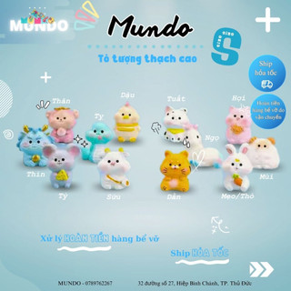 Tô tượng thạch cao 12 con giáp bản baby mini size xs, tượng thạch cao mundo