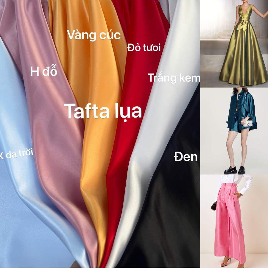 Vải Tafta Lụa Chính Phẩm Bóng Mướt, Không Giãn Lên Váy, Đầm, Set (giá bán 0.5m)