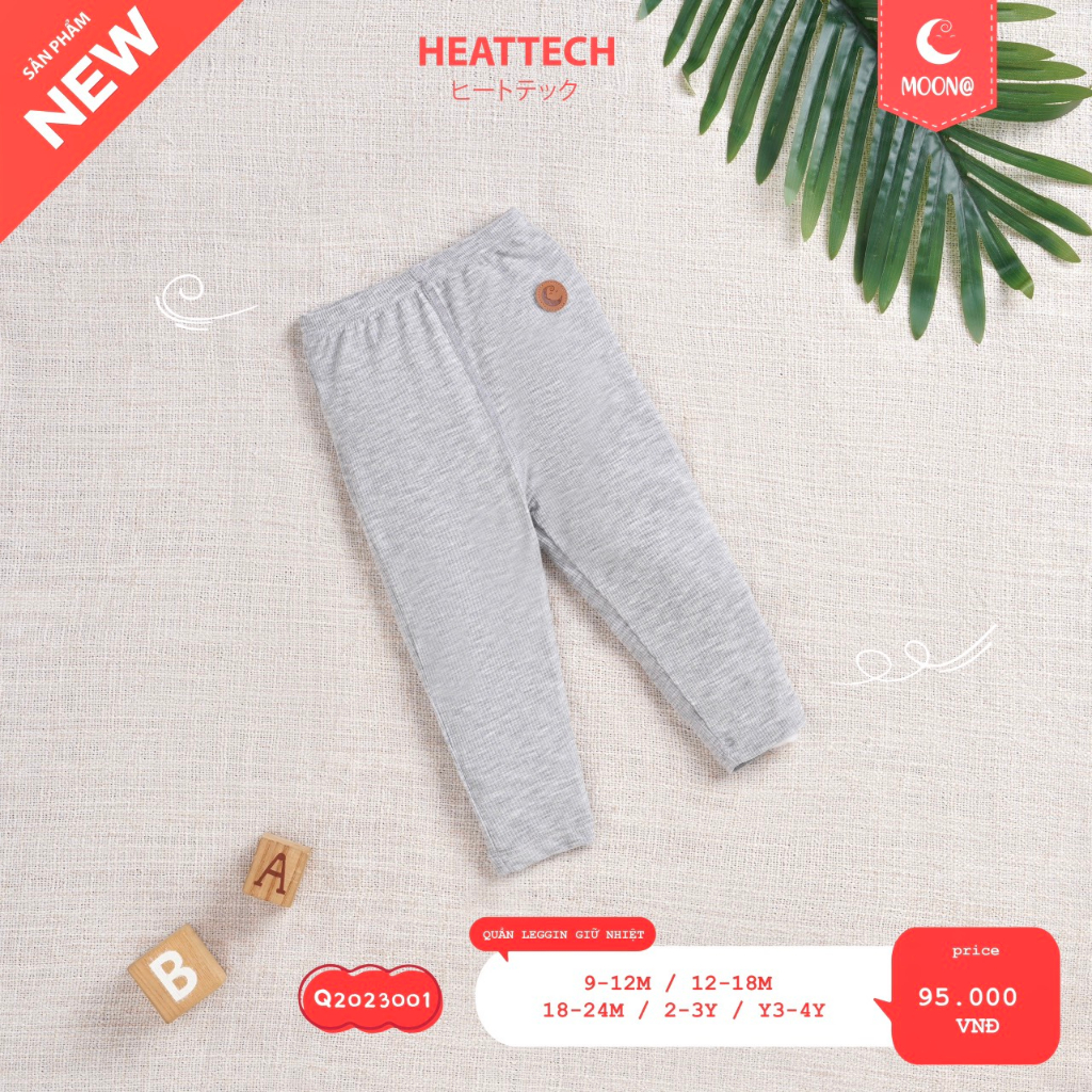 Quần legging bé gái Moon vải cotton tăm mỏng heattech giữ nhiệt Q3001