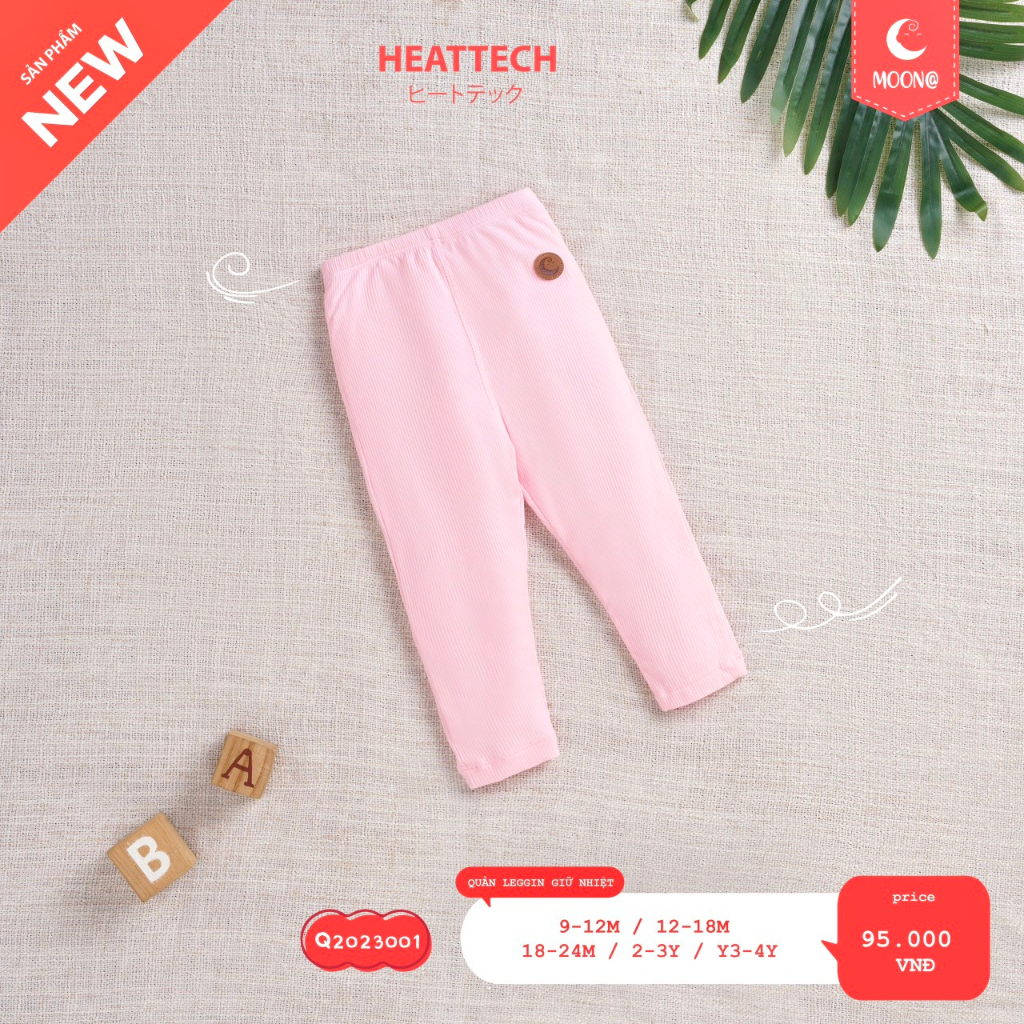 Quần legging bé gái Moon vải cotton tăm mỏng heattech giữ nhiệt Q3001