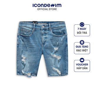 Quần short jeans nam icondenim slim torned blue wash qsid0122