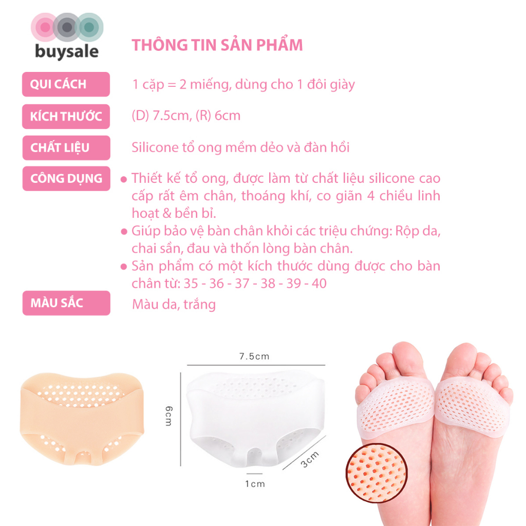 Lót giày silicon đệm êm bàn chân trước, cao su tổ ông mềm và thoáng khí - lót giày giá sỉ buysales - BSPK67