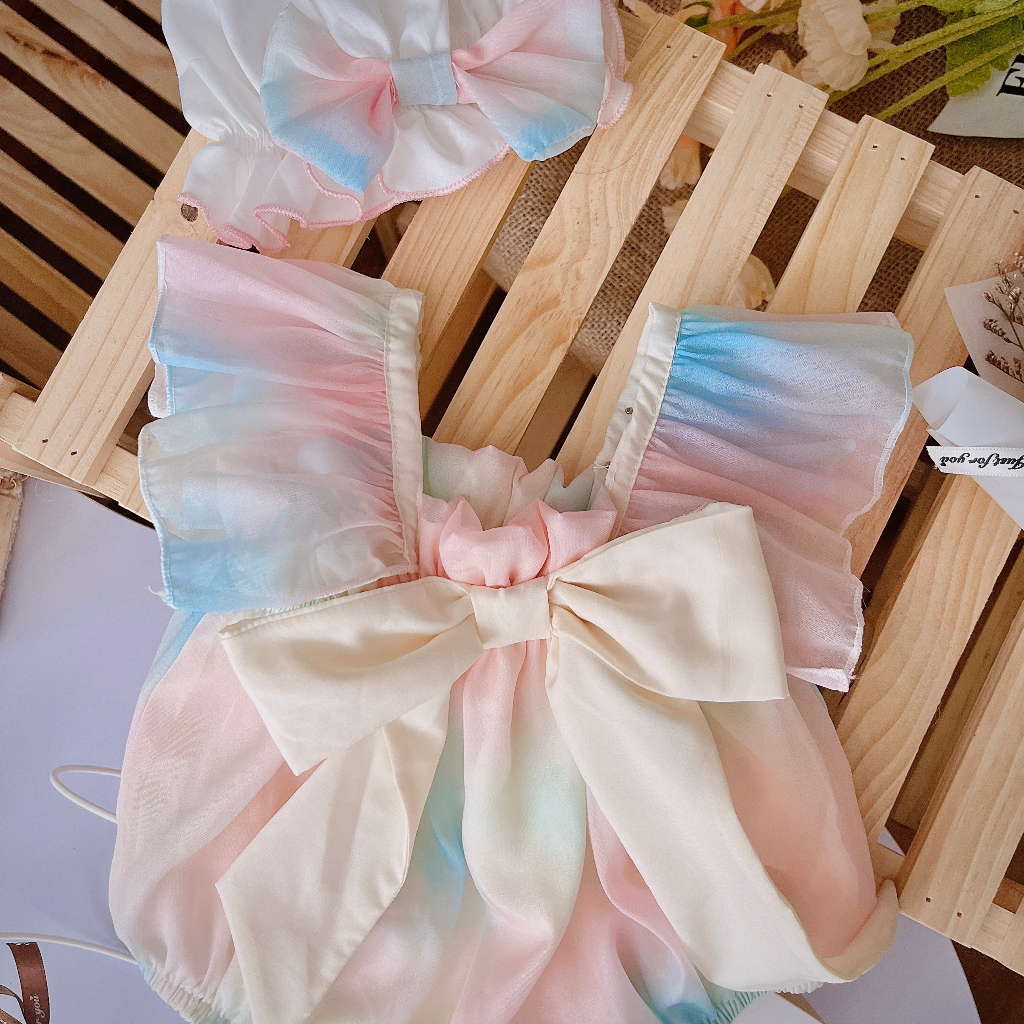 🍭Body cầu vồng bé gái sơ sinh 𝑲𝑬̀𝑴 MŨ + 𝑭𝑹𝑬𝑬𝑺𝑯𝑰𝑷🍭NHƯ Ý HOUSE'S-body trẻ em hàng thiết kế cao cấp- body cầu vồng hoa vàng