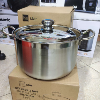 Sale sốc Nồi Luộc gà inox 3 đáy Fivestar size 30CM đun từ