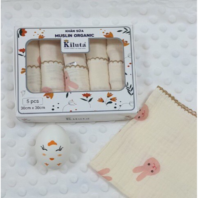 Khăn sữa muslin mỏng 2 lớp Kiluta xô Hàn cao cấp