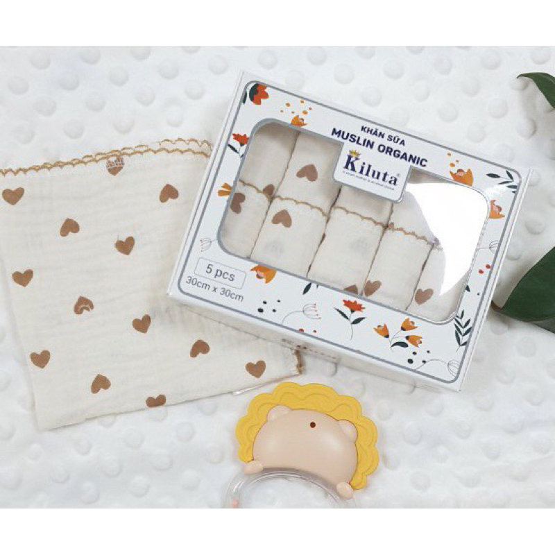 Khăn sữa muslin mỏng 2 lớp Kiluta xô Hàn cao cấp