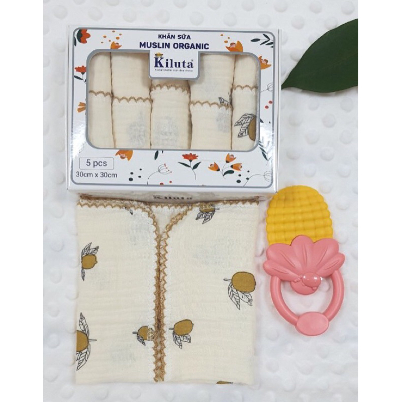Khăn sữa muslin mỏng 2 lớp Kiluta xô Hàn cao cấp