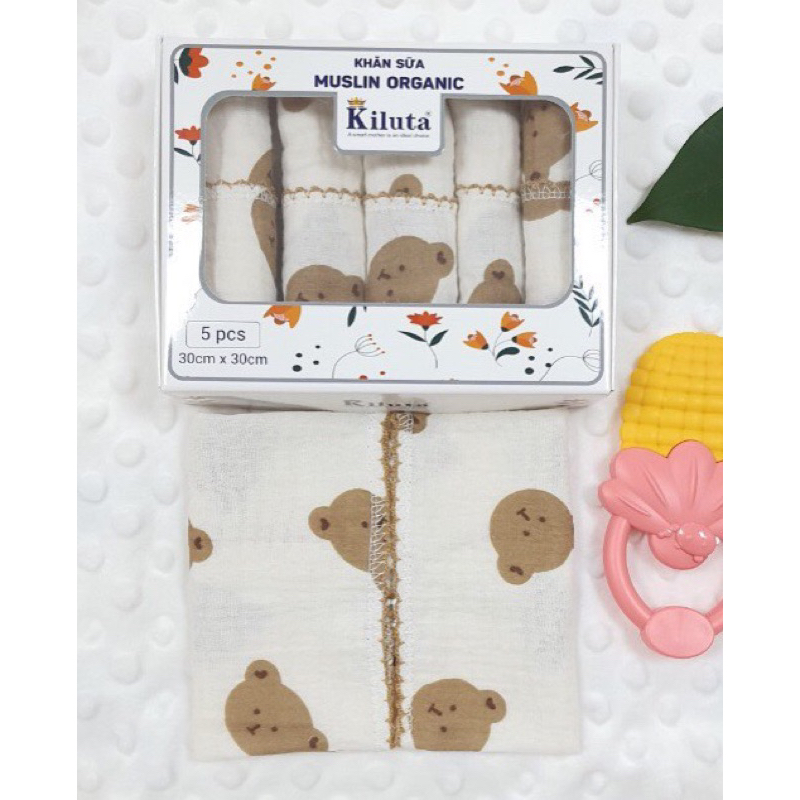 Khăn sữa muslin mỏng 2 lớp Kiluta xô Hàn cao cấp