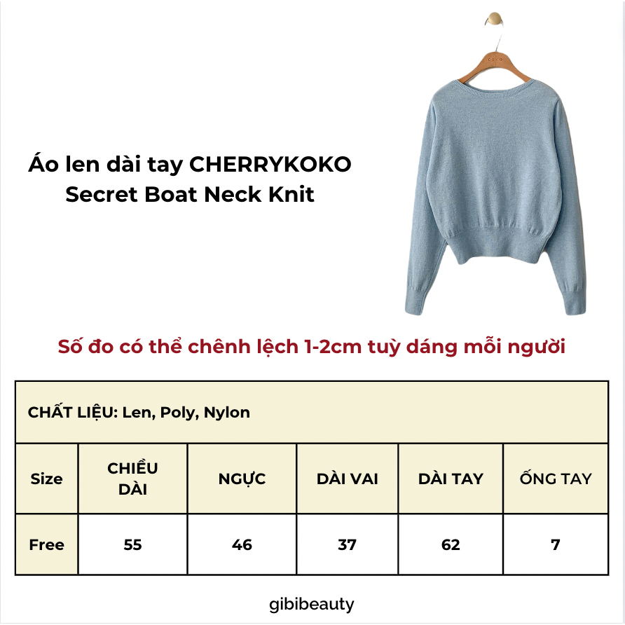 Áo len dài tay CHERRYKOKO Secret Boat Neck Knit