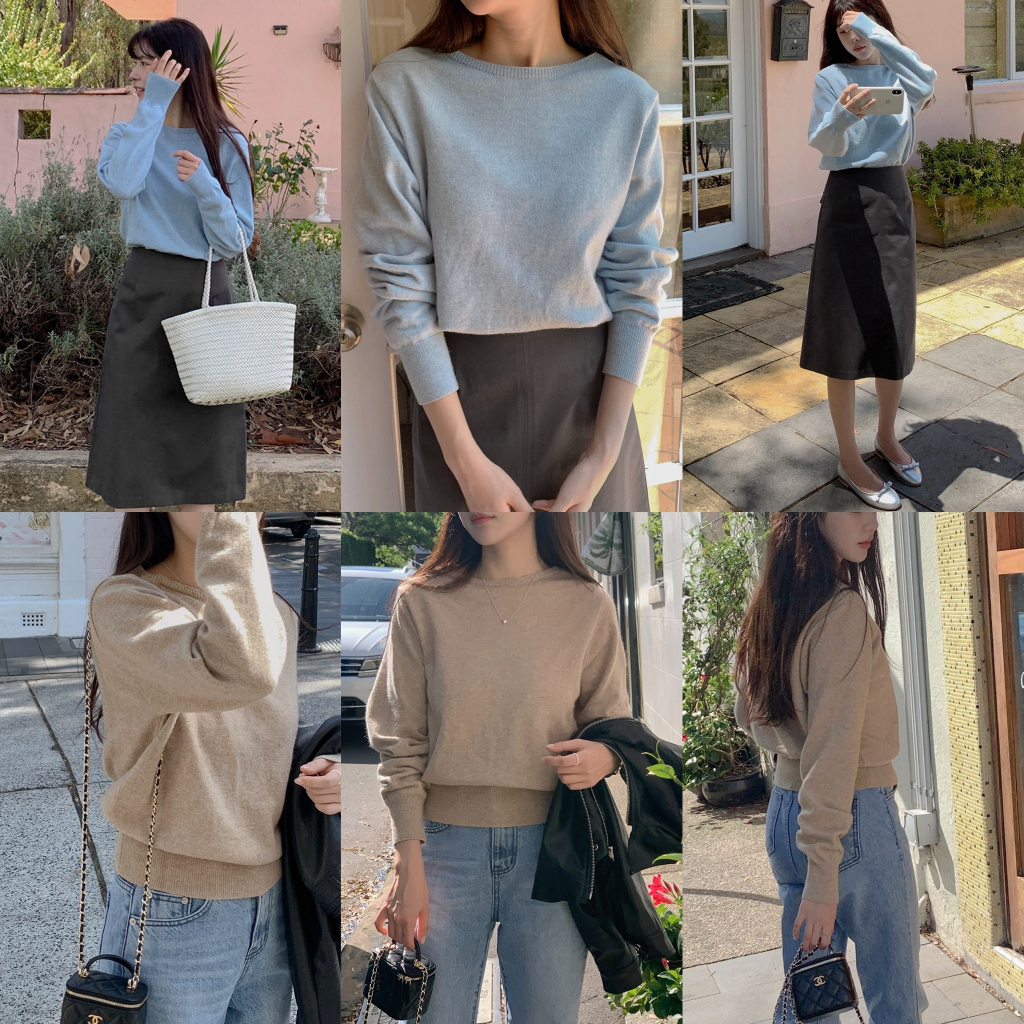 Áo len dài tay CHERRYKOKO Secret Boat Neck Knit