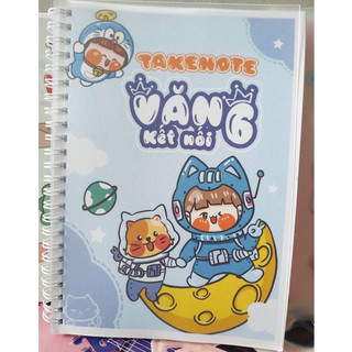 Sổ takenotes văn 6 kết nối tri thức, sổ tay trang trí văn lớp 6 hình sticker dễ thương sổ lò xo